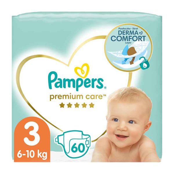 Pampers Premium Care Πάνες Νo3 (6-10kg.) Jumbo Pack 60τεμ.