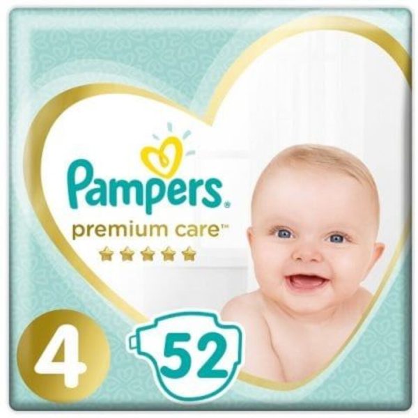 Pampers Premium Care Πάνες Νο4 (9-14kg.) Jumbo Pack 52τεμ.