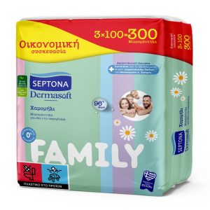 SEPTONA | Μωρομάντηλα Dermasoft Family Χαμομήλι 3x100 Τεμάχια