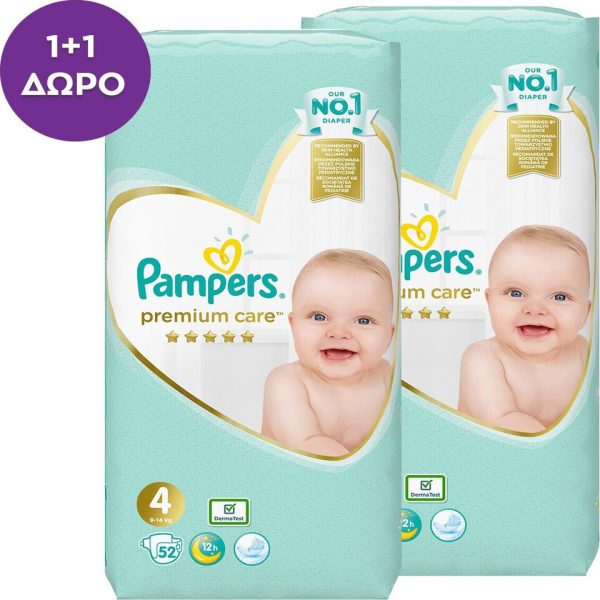 Pampers Premium Care Πάνες No4 9-14Kg 2x52τμχ