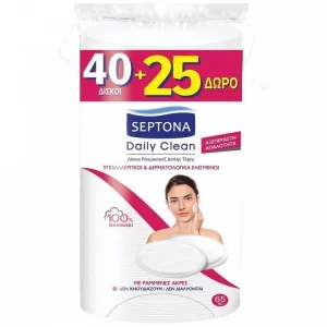 Septona Δίσκοι Oβαλ Daily Clean Ραμμένες Άκρες 40τεμ +25τεμ Δώρο