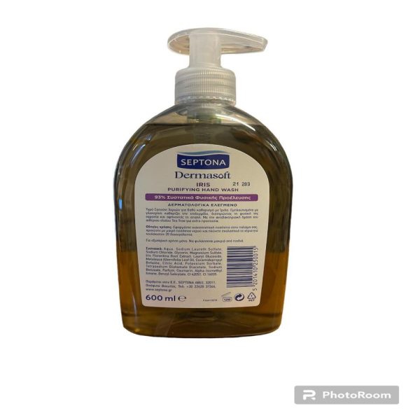 Septona Dermasoft Hand Wash Iris Υγρό Σαπούνι χεριών με Ίριδα 600ml.