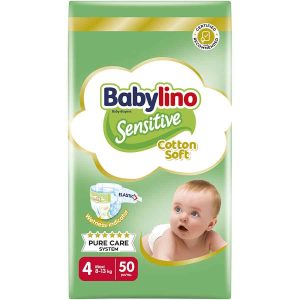 Babylino sensitive cotton soft Πάνες με αυτοκόλλητο Νο4 για 8-13kg 50 τεμάχια