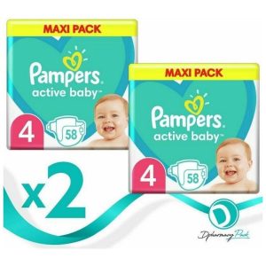 Pampers Active Baby Πάνες με Αυτοκόλλητο No. 4 για 10-15kg 116τμχ