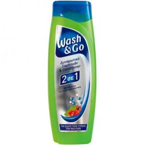 WASH & GO - Δυναμωτικό σαμπουάν 2 σε 1 για όλους τους τύπους μαλλιών 400 ml