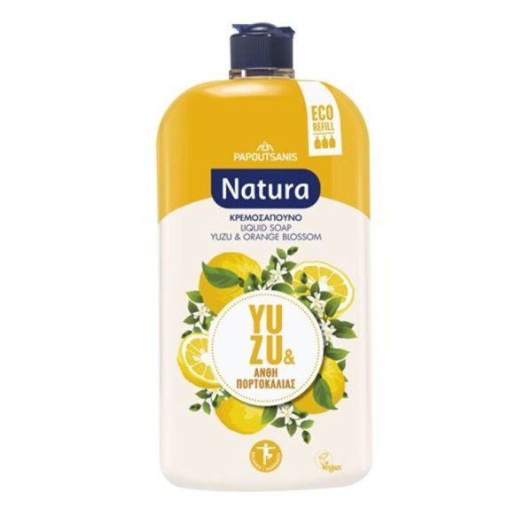 NATURA - Liquid soap bottle refill yuzu & άνθη πορτοκαλιάς 900ml