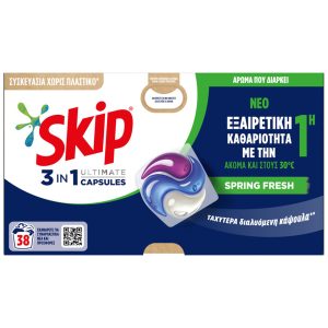 SKIP | Kάψουλες Πλυντηρίου Ρούχων Ultimate Spring Fresh 38 Μεζούρες