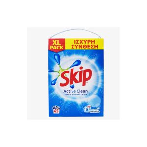 Skip Σκόνη Πλυντηρίου Active Clean Skip (45 μεζ / 2.925 Kg)
