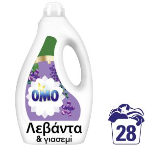 Omo Υγρό Απορρυπαντικό Ρούχων λεβαντα 28 Μεζούρες