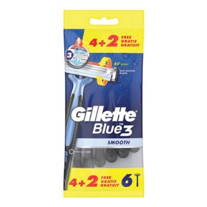 Gillette Blue Smooth Ξυραφάκια Σώματος μιας Χρήσης με 3 Λεπίδες & Λιπαντική Ταινία 6τμχ