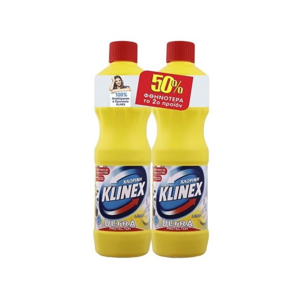 Klinex Klinex ΧΛΩΡΙΝΗ Ultra Protection Παχύρρευστη Lemon 2x1250ml Το 2ο 50%