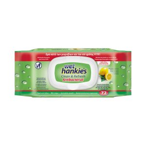 ΜΕΓΑ Wet Hankies Clean & Refresh Antibacterial Αντισηπτικά Μαντηλάκια Χεριών 15τμχ Λεμόνι