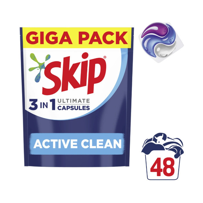 20250805185927_8ec190e0 Skip Active Clean Απορρυπαντικό Ρούχων (48 Κάψουλες)